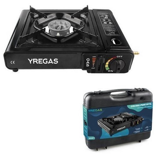 COCINA GAS PORTATIL YREGAS EN417 NEGRA C/MALETIN